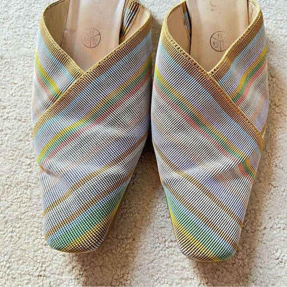 Gabor VTG Multicolour Pastel Woven Open Backed Low Block Heel Mules Shoes - Picture 13 of 13